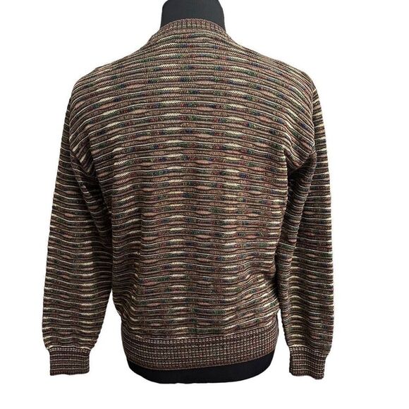 TOSCANO Made In Italy Brown‎ Textured Stripe Crew Neck Sweater size small - Picture 5 of 9